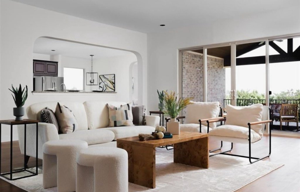 Staged living area with accent decor